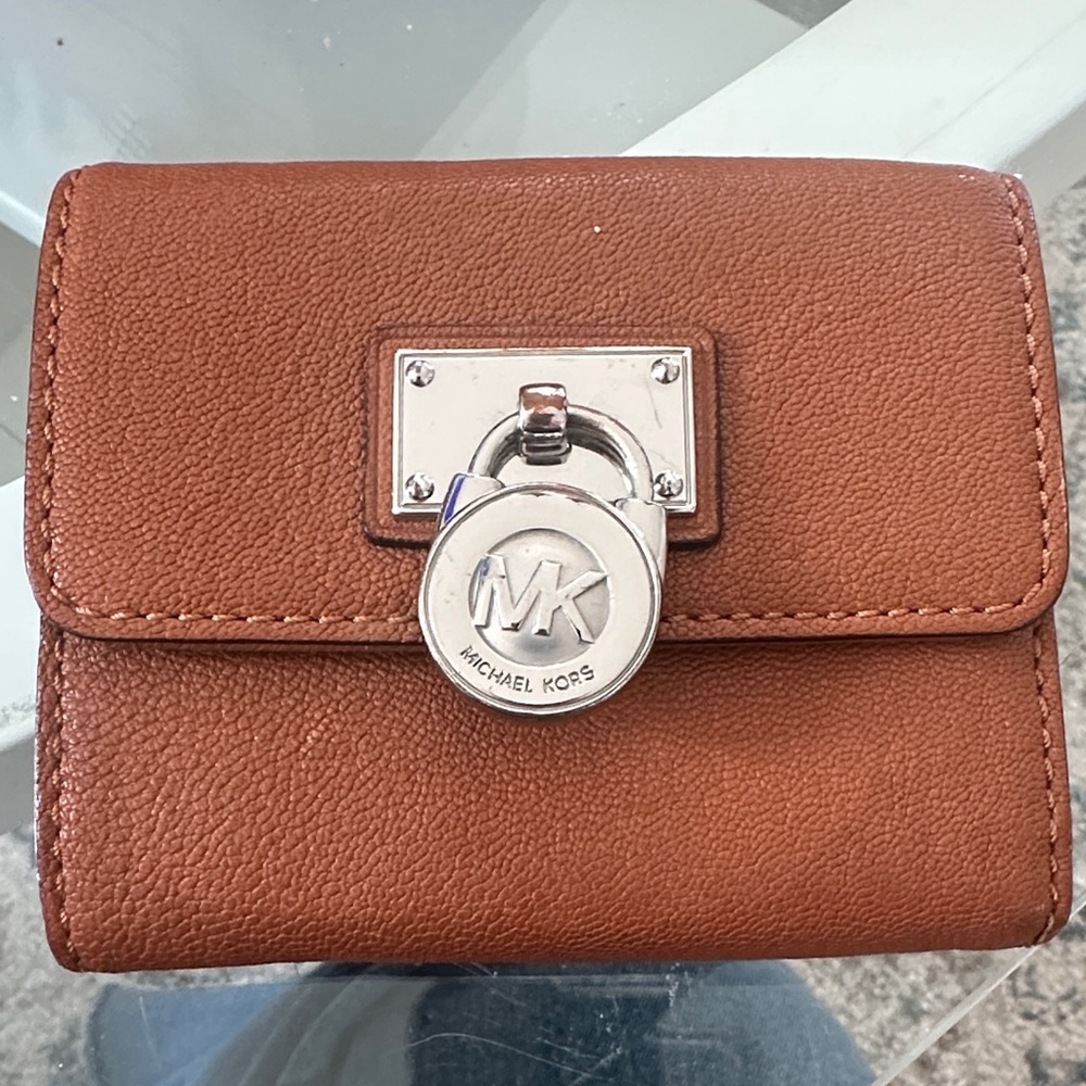 Michael Kors Tan Leather Wallet with Silver Accents